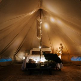 Bell tent at night