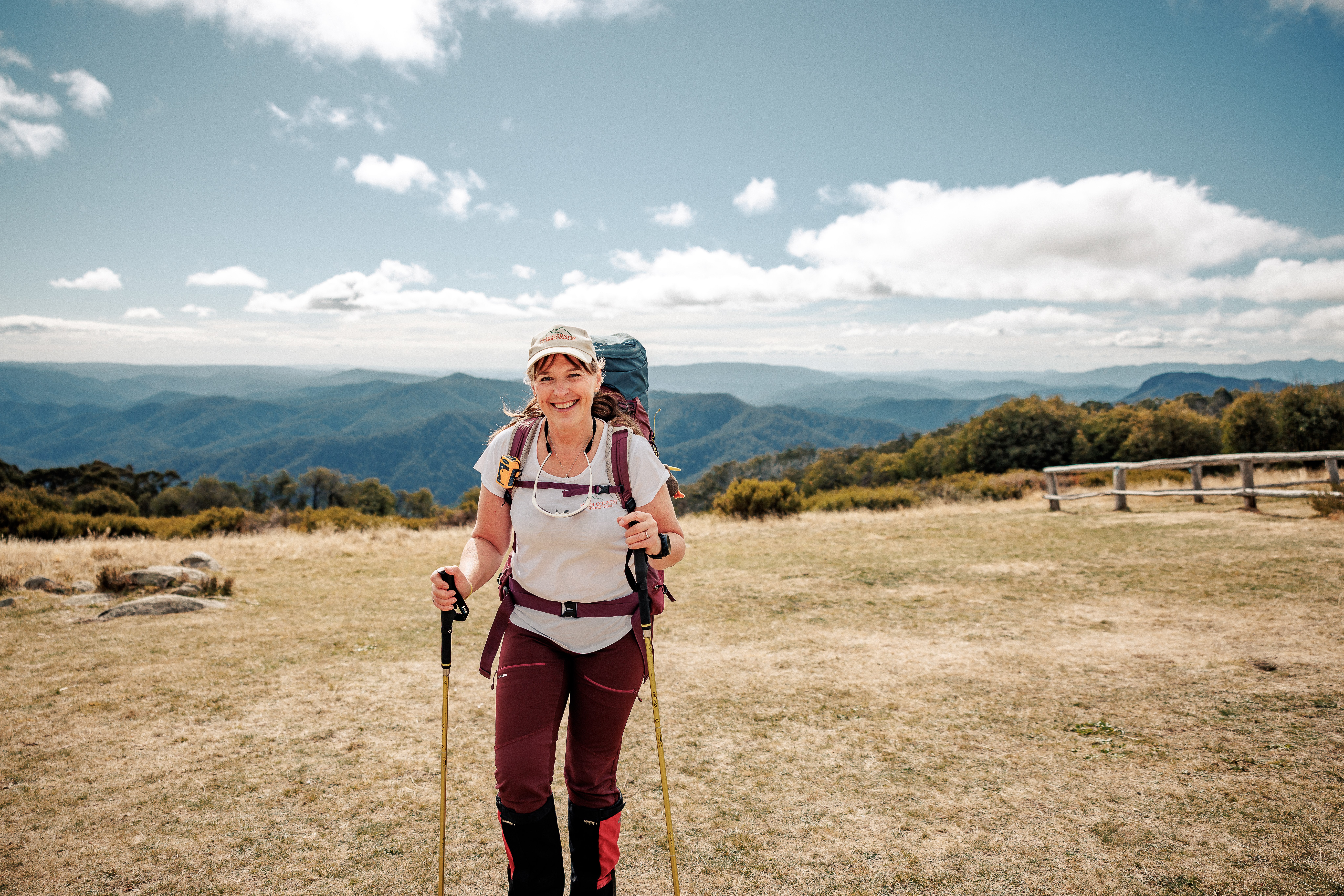 Person at Craig's Hut with mountain views in the background