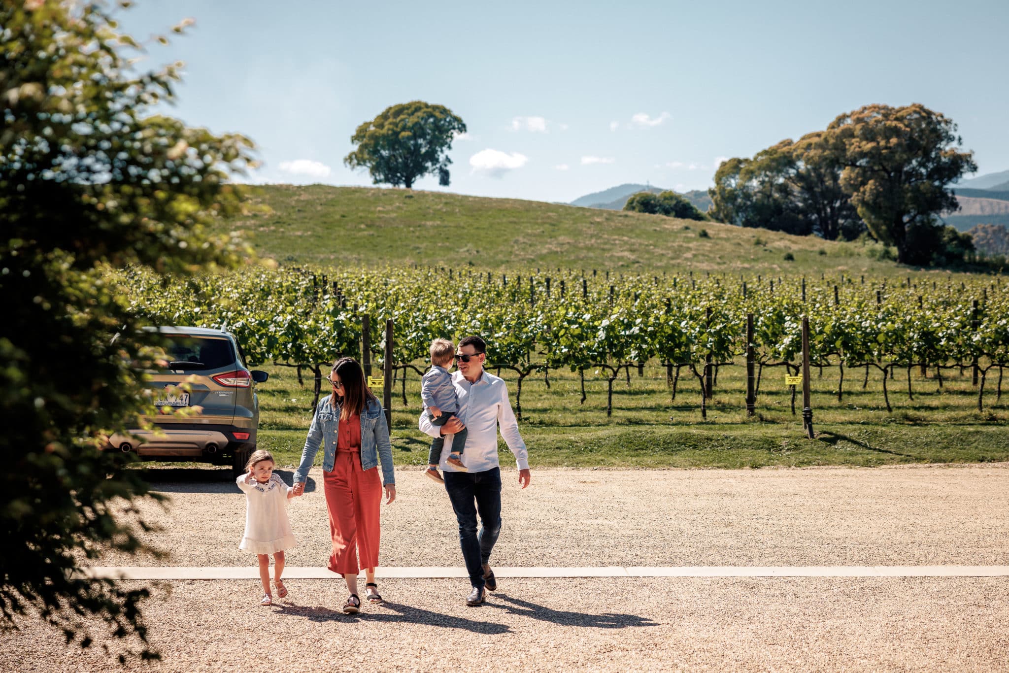 A FAMILY ENTERING RINGER REEF CELLAR DOOR