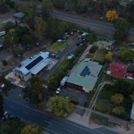 drone photo of market morning
