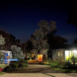 Cabins at night time